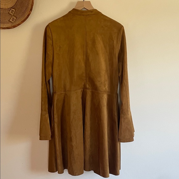 Free People Brown Suede Ruffle-Front Trench Coat - Picture 7 of 7